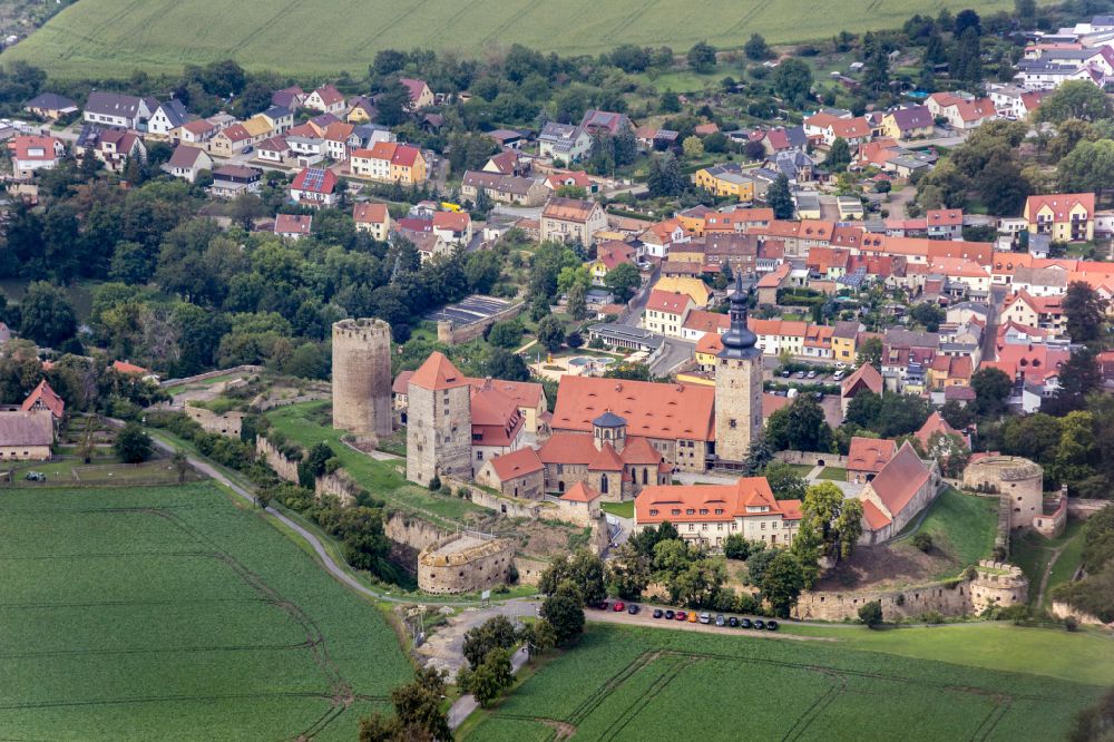 Querfurt from the bird's eye view: Castle of the fortress Querfurt Strasse Strasse of Romanik in Querfurt in the state Saxony-Anhalt, Germany