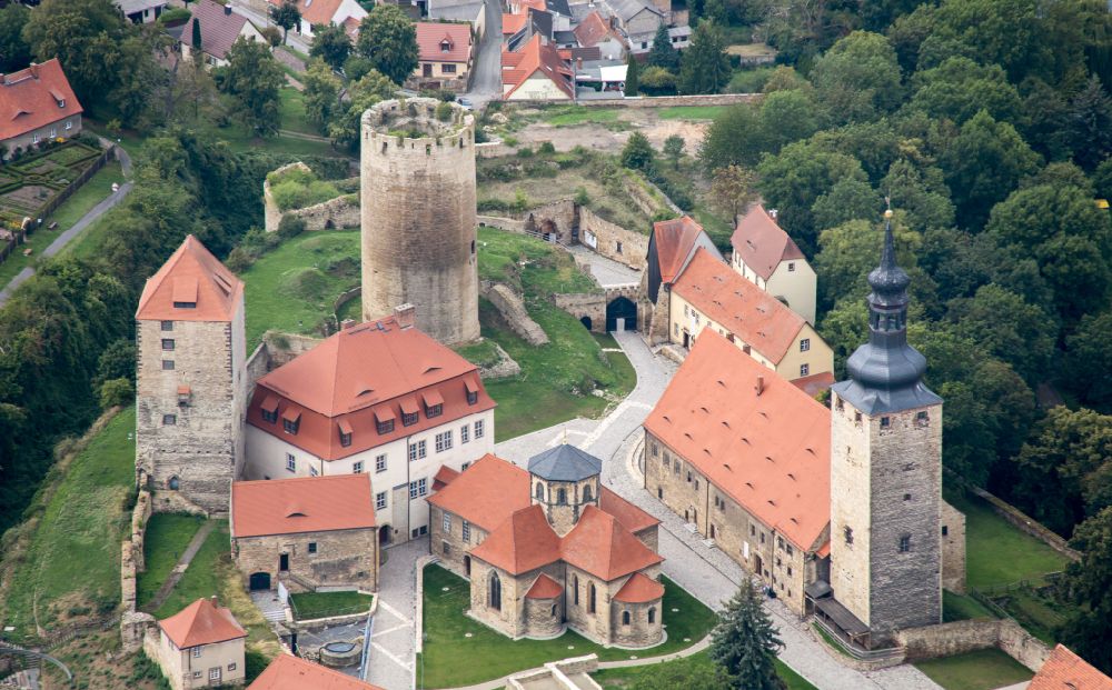 Aerial image Querfurt - Castle of the fortress Querfurt Strasse Strasse of Romanik in Querfurt in the state Saxony-Anhalt, Germany