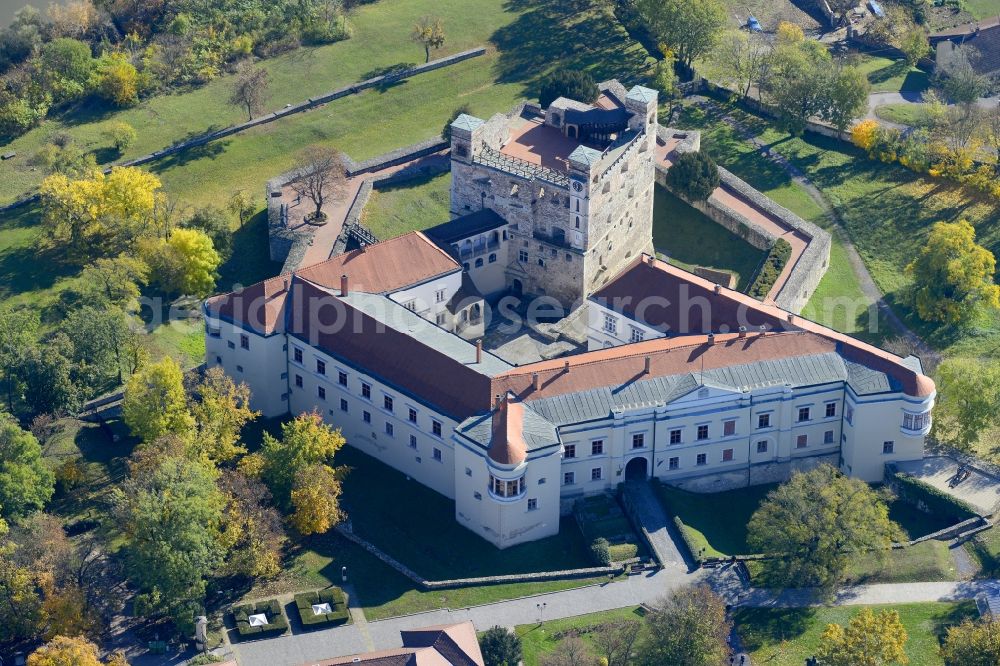 Aerial image Sarospatak - Castle of the fortress RakA?czi in Sarospatak in Borsod-Abauj-Zemplen, Hungary