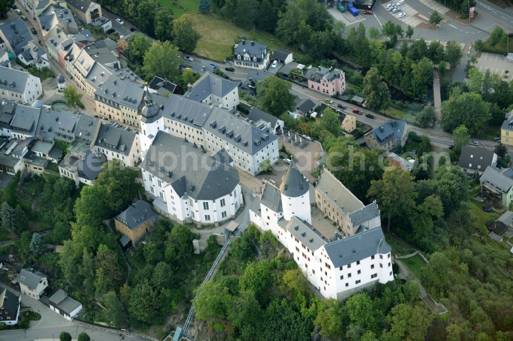 Aerial photograph Schwarzenberg/Erzgebirge - Castle of the fortress Schloss Schwarzenberg in Schwarzenberg/Erzgebirge in the state Saxony