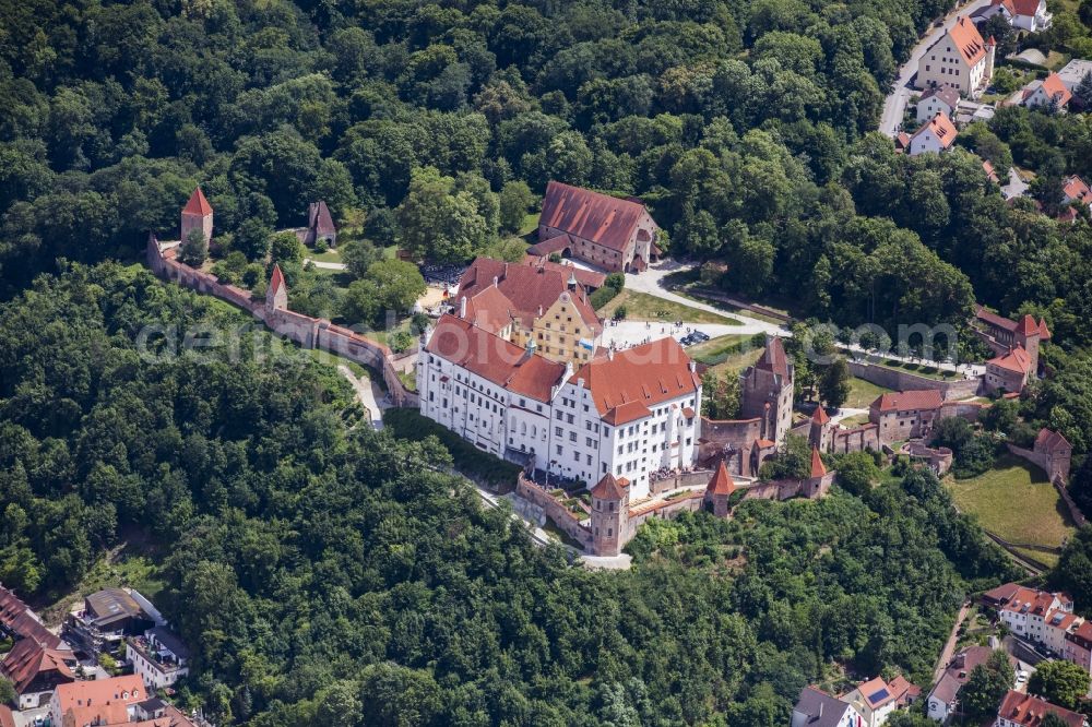 Landshut from above - Castle of the fortress Trausnitz in the district Trausnitz in Landshut in the state Bavaria, Germany