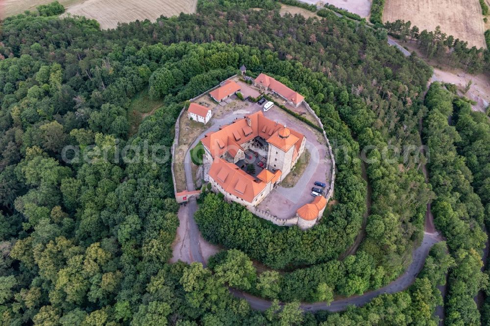 Holzhausen from above - Castle of the fortress Wachsenburg in Holzhausen in the state Thuringia, Germany