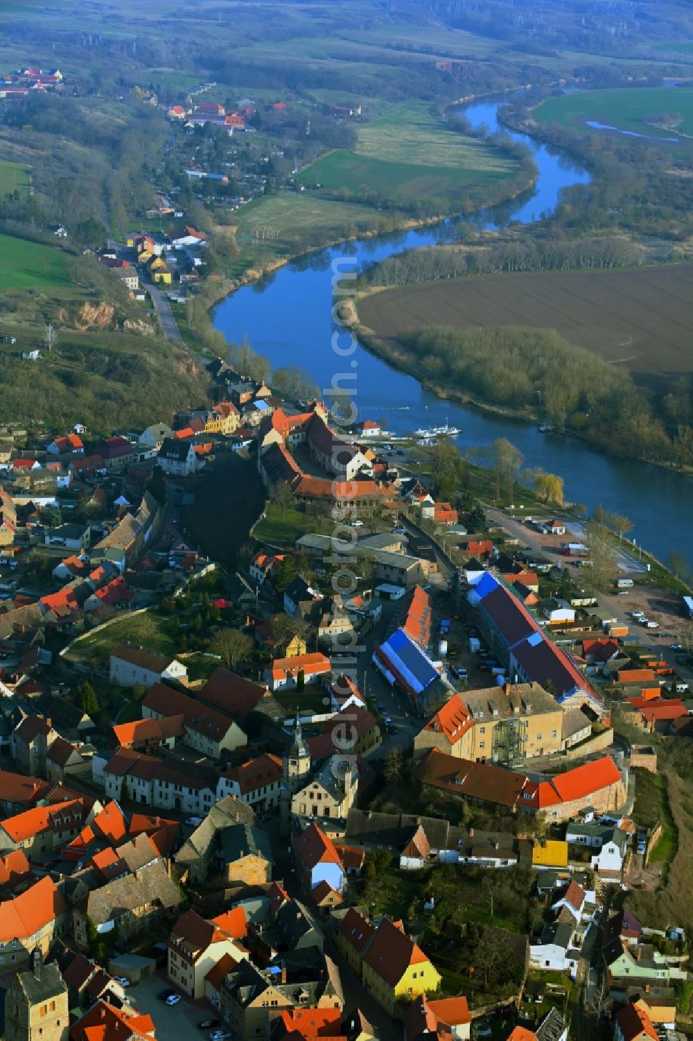 Aerial image Wettin - Castle of the fortress in Wettin in the state Saxony-Anhalt, Germany