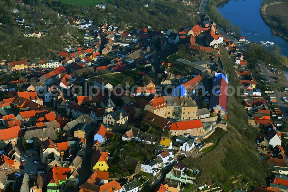 Aerial photograph Wettin - Castle of the fortress in Wettin in the state Saxony-Anhalt, Germany