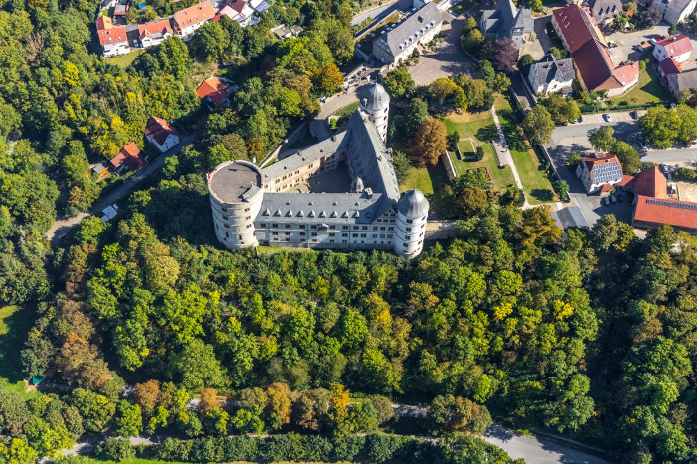 Aerial image Büren - Castle of the fortress Wewelsburg on Burgwall in Bueren in the state North Rhine-Westphalia