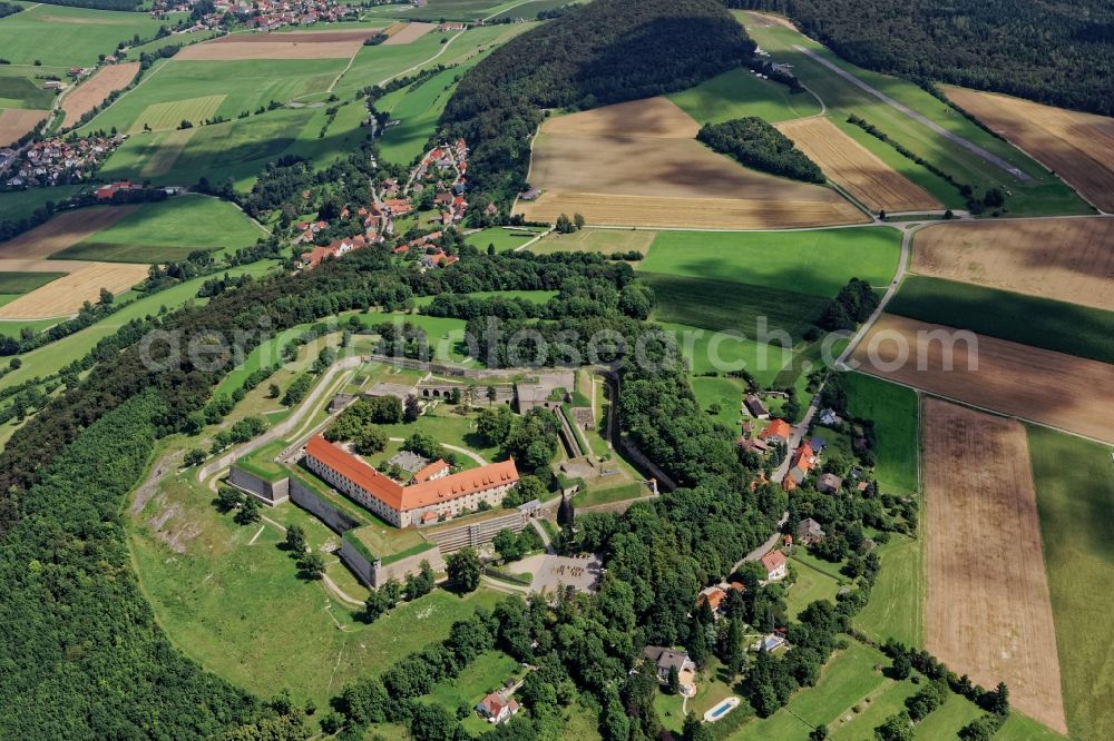 Weißenburg in Bayern from the bird's eye view: Castle of the Hohenzollernfestung Wuelzburg in Weissenburg in the state of Bavaria