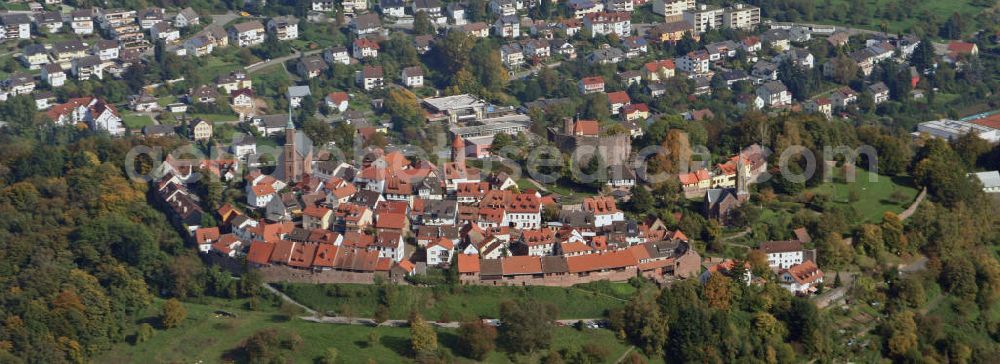 Aerial image Neckargemünd - Der Ortsteil Dilsberg mit der gleichnamigen Bergfeste. Die Burg wurde im 12. Jahrhundert erbaut und ist die historische Ortmitte von Dilsberg. The district Dilsberg with the same-named stronghold.