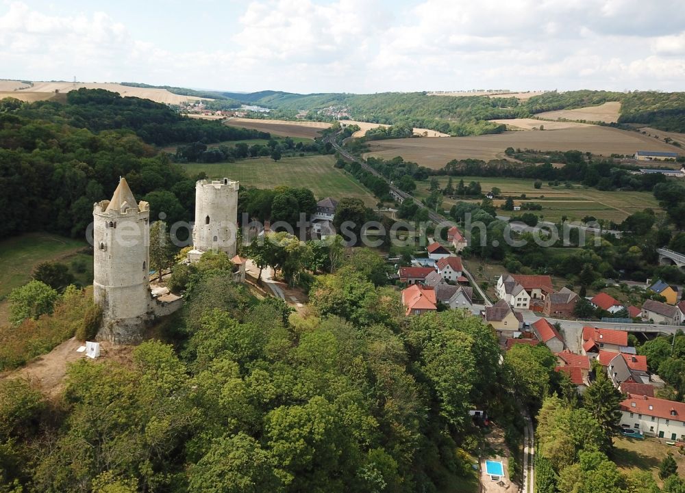 Aerial image Saaleck - Castle of the fortress Burg Saaleck in Saaleck in the state Saxony-Anhalt, Germany