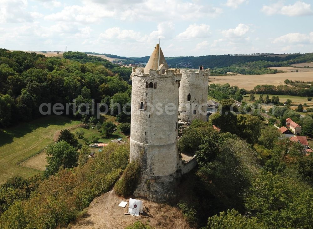 Aerial photograph Saaleck - Castle of the fortress Burg Saaleck in Saaleck in the state Saxony-Anhalt, Germany