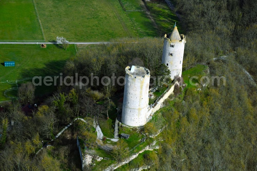 Saaleck from the bird's eye view: Castle of the fortress Burg Saaleck in Saaleck in the state Saxony-Anhalt, Germany