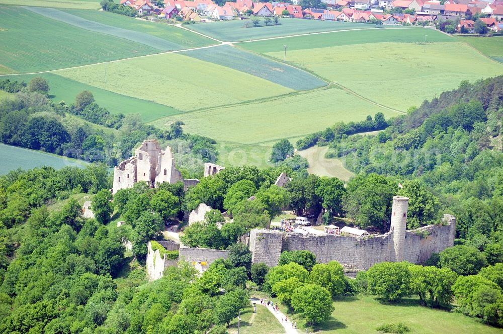 Aerial photograph Gössenheim - Castle ruin Homburg near Gössenheim in Bavaria