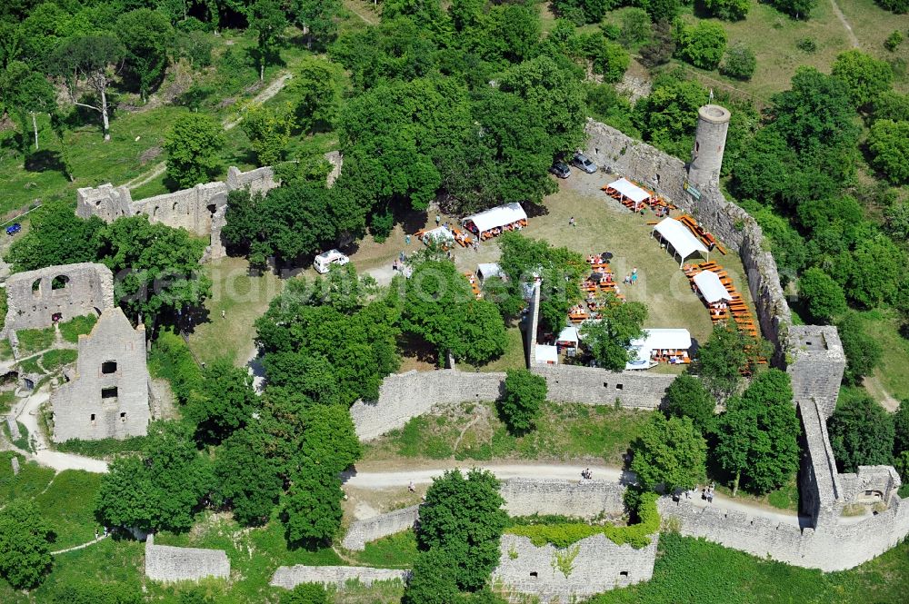 Gössenheim from the bird's eye view: Castle ruin Homburg near Gössenheim in Bavaria