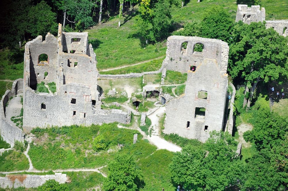 Aerial image Gössenheim - Castle ruin Homburg near Gössenheim in Bavaria