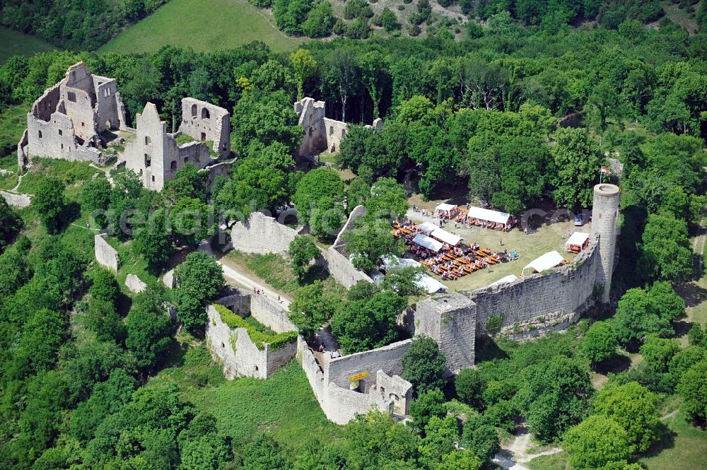 Aerial photograph Gössenheim - Castle ruin Homburg near Gössenheim in Bavaria