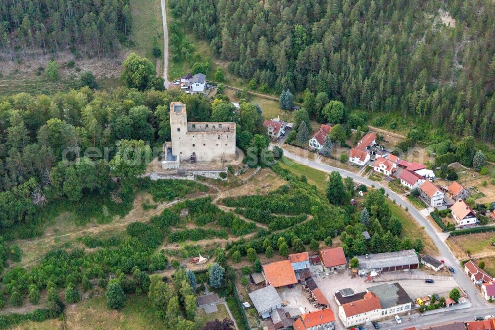 Aerial photograph Liebenstein - Ruins and vestiges of the former fortress Liebenstein in Liebenstein in the state Thuringia, Germany