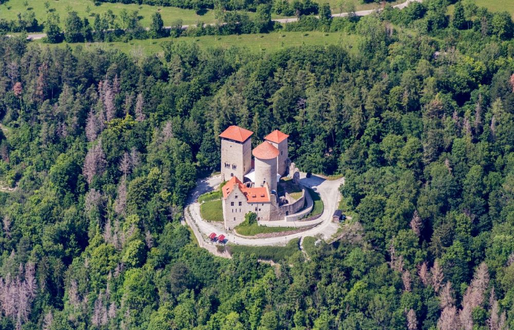 Aerial photograph Treffurt - Ruin of castle Normannstein in Treffurt in Thuringia