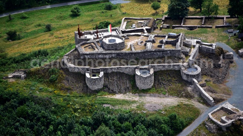 Kemnath from above - Waldeck castle ruins in the state Bavaria, Germany