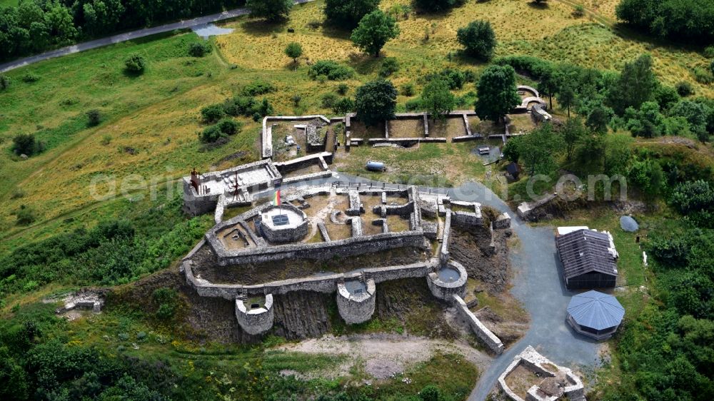 Kemnath from the bird's eye view: Waldeck castle ruins in the state Bavaria, Germany