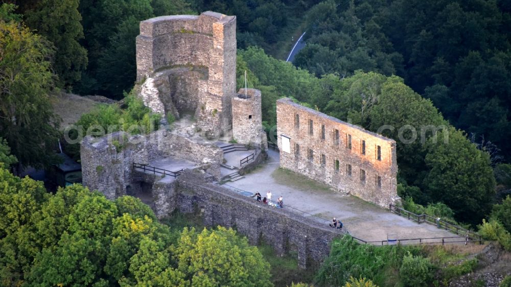 Windeck from the bird's eye view: Castle ruins in Windeck in the state North Rhine-Westphalia, Germany