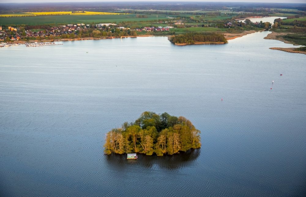 Vipperow from the bird's eye view: Heart-shaped island in the lake at Vipperow in Mecklenburg - Western Pomerania
