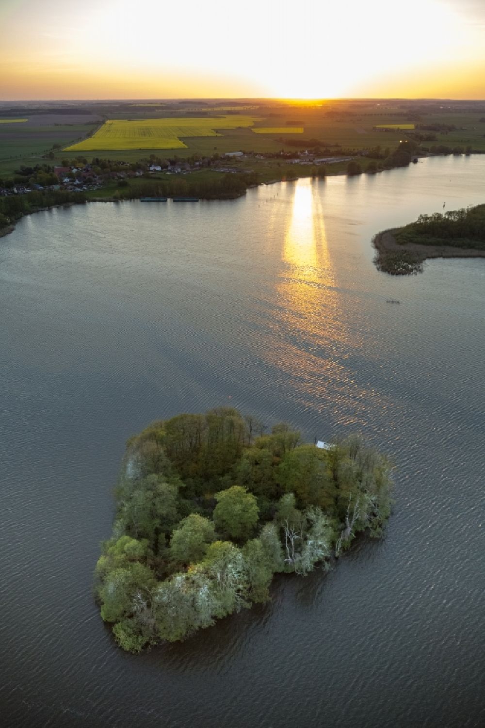 Vipperow from above - Heart-shaped island in the lake at Vipperow in Mecklenburg - Western Pomerania