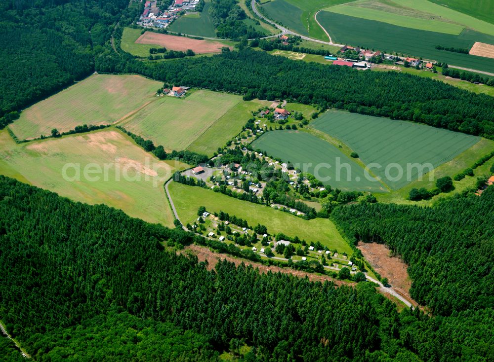 Aerial photograph Eisenberg (Pfalz) - Camping with caravans and tents on street Ochsenbusch in the district Ramsen in Eisenberg (Pfalz) in the state Rhineland-Palatinate, Germany