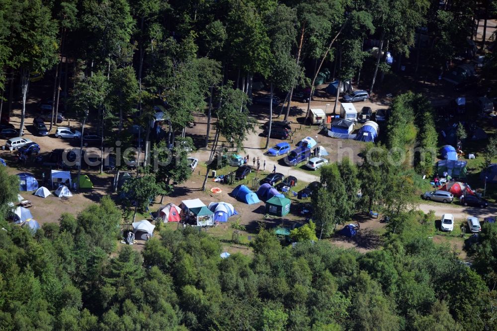 Graal-Müritz from above - Campsite Ostseecamp Rostocker Heide with tents in Graal-Mueritz in the state Mecklenburg - Western Pomerania