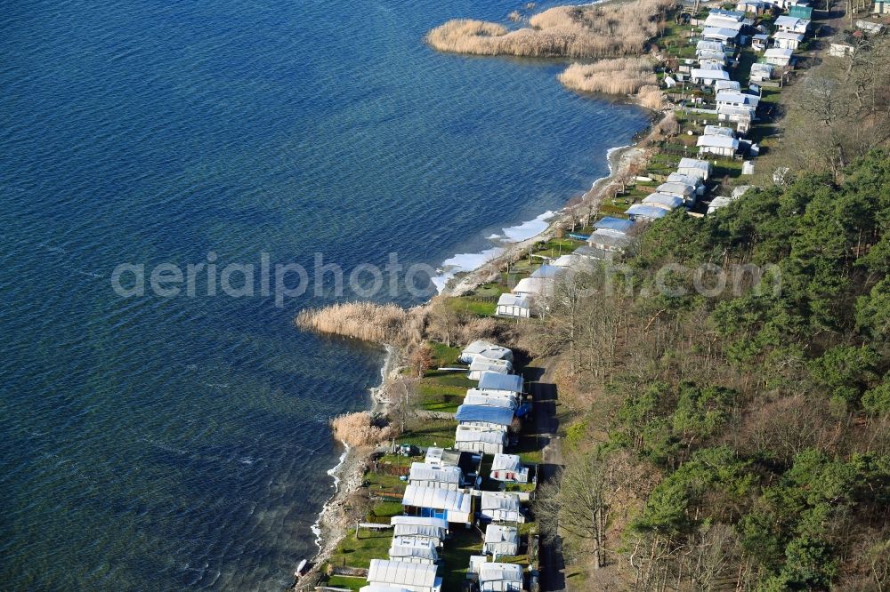 Aerial image Wendorf - Camping on the shore area Island Plauer Werder in Wendorf in the state Mecklenburg - Western Pomerania, Germany