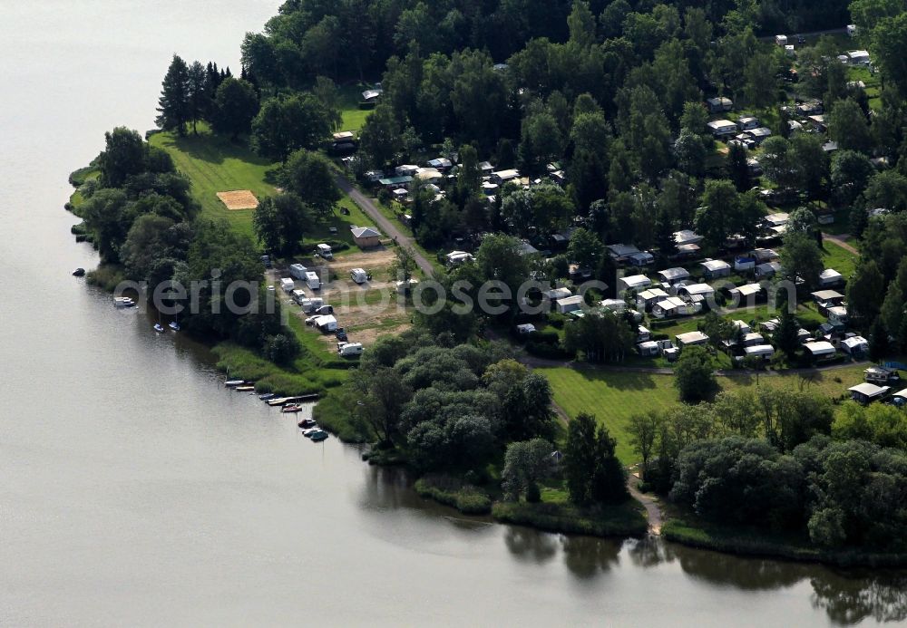 Aerial photograph Hohenfelden - A campsite and a pier at the Stausee Hohenfelden at Hohenfelden in Thuringia
