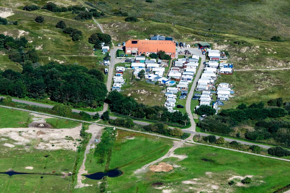 Aerial photograph Norderney - Tuennbak campsite and Reiterhof Harms on the island of Norderney in the state of Lower Saxony, Germany