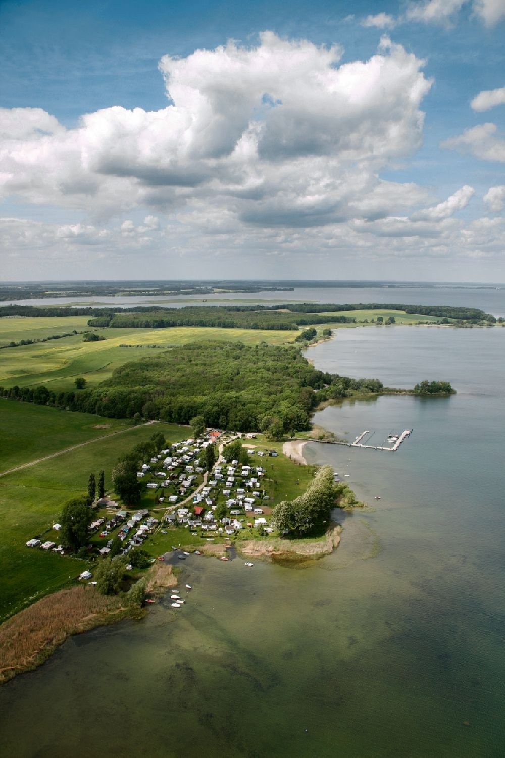 Ludorf from above - Camping on the banks of Lake Mueritz Ludorf in Mecklenburg - West Pomerania