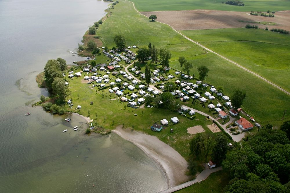 Aerial image Ludorf - Camping on the banks of Lake Mueritz Ludorf in Mecklenburg - West Pomerania