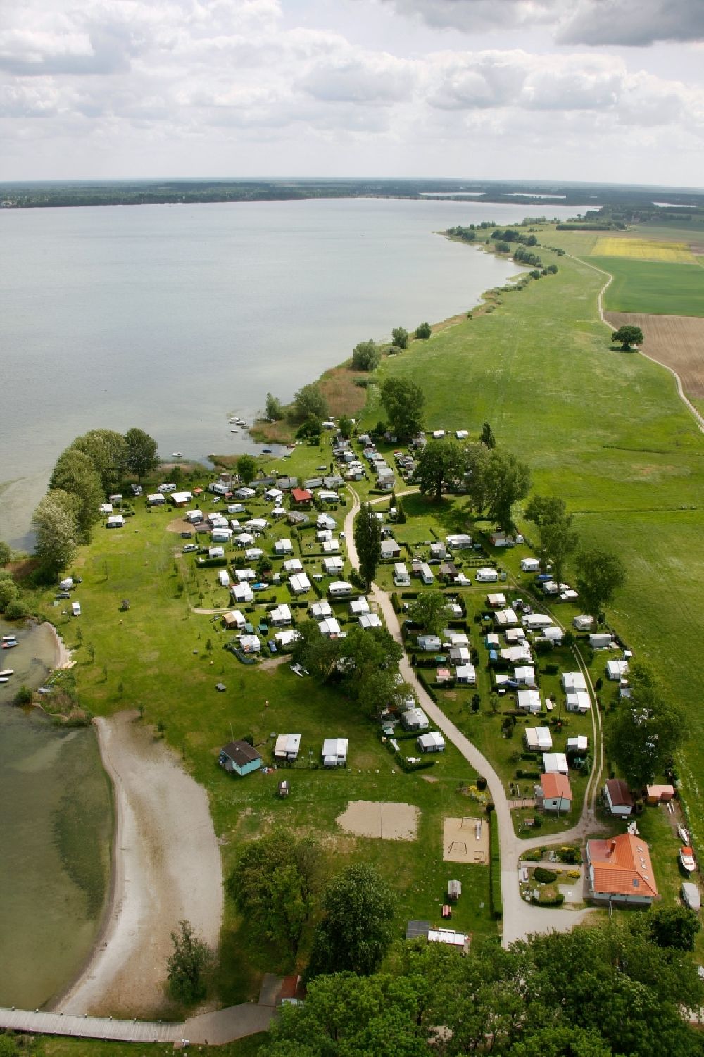 Aerial photograph Ludorf - Camping on the banks of Lake Mueritz Ludorf in Mecklenburg - West Pomerania