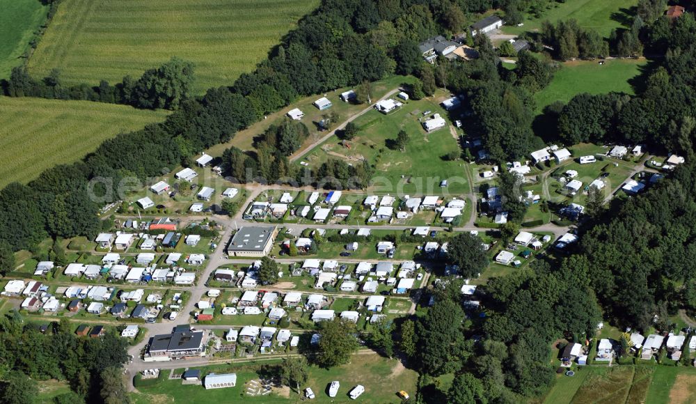 Aerial image Borgdorf-Seedorf - Camping with caravans and tents in Borgdorf-Seedorf in the state Schleswig-Holstein