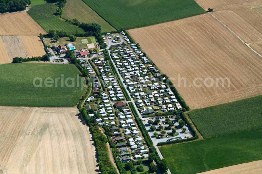 Aerial photograph Eichmühle - Camping with caravans and tents in Eichmuehle in the state Baden-Wuerttemberg, Germany