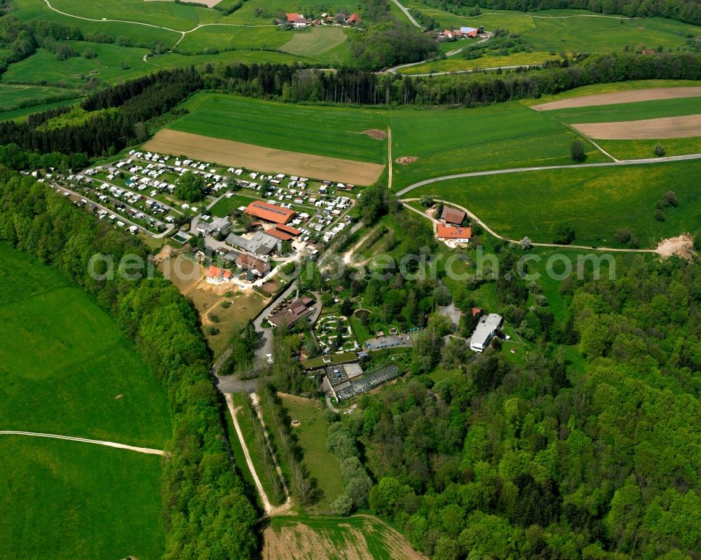 Aerial image Kitzen - Camping with caravans and tents in Kitzen in the state Baden-Wuerttemberg, Germany