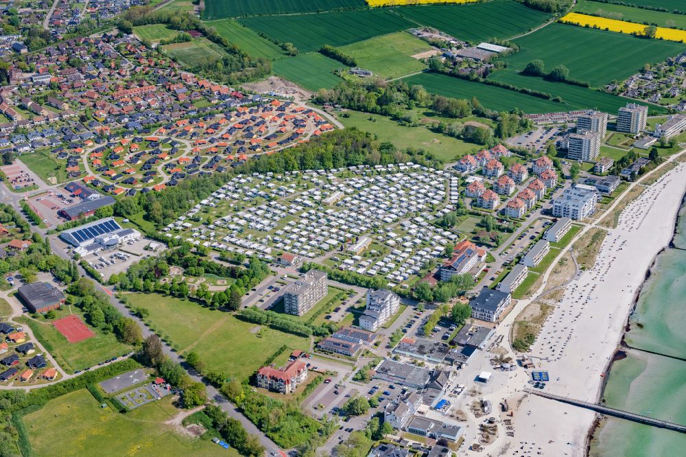 Aerial photograph Großenbrode - Camping with caravans and tents in Grossenbrode in the state Schleswig-Holstein, Germany