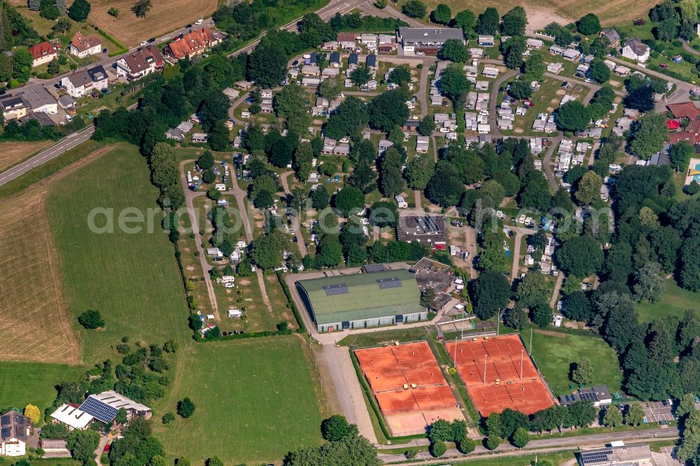Kirchzarten from above - Camping with caravans and tents in Kirchzarten in the state Baden-Wurttemberg, Germany