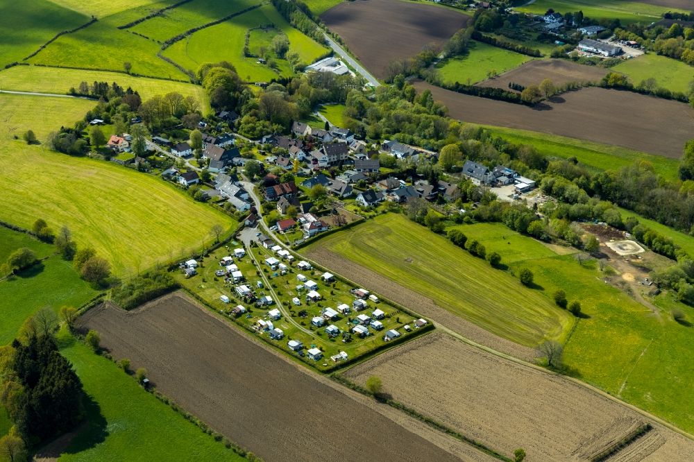 Aerial image Loh - Camping with caravans and tents in Loh in the state North Rhine-Westphalia, Germany