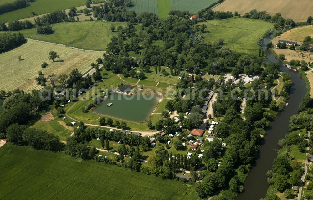 Naumburg (Saale) from above - Camping with caravans and tents in Naumburg (Saale) in the state Saxony-Anhalt, Germany