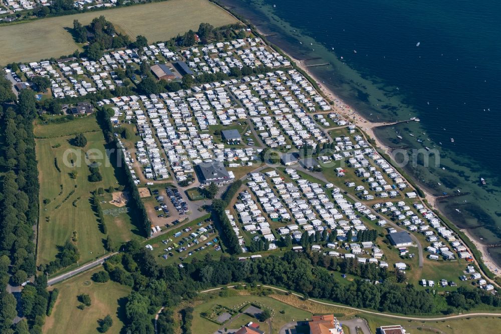 Neustadt in Holstein from above - Camping with caravans and tents in Neustadt in Holstein in the state Schleswig-Holstein