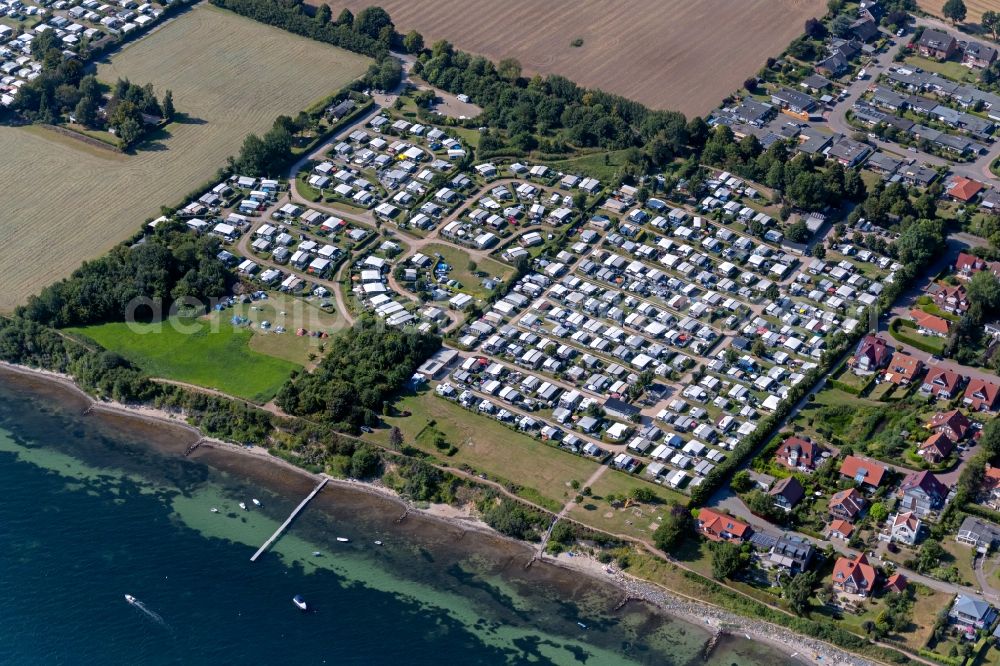 Neustadt in Holstein from above - Camping with caravans and tents in Neustadt in Holstein in the state Schleswig-Holstein, Germany