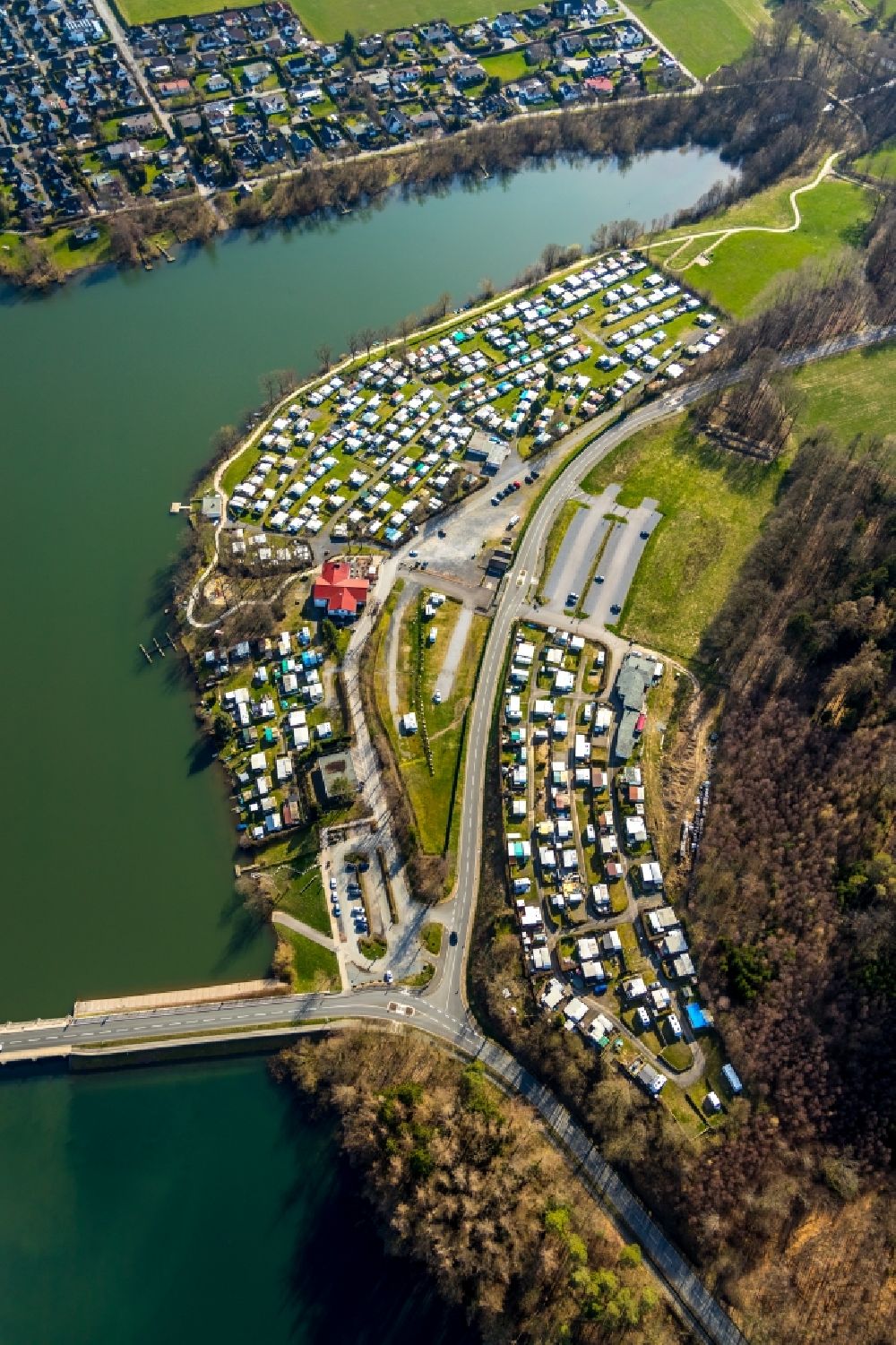 Aerial photograph Sundern (Sauerland) - Camping with caravans and tents in the district Amecke in Sundern (Sauerland) in the state North Rhine-Westphalia, Germany