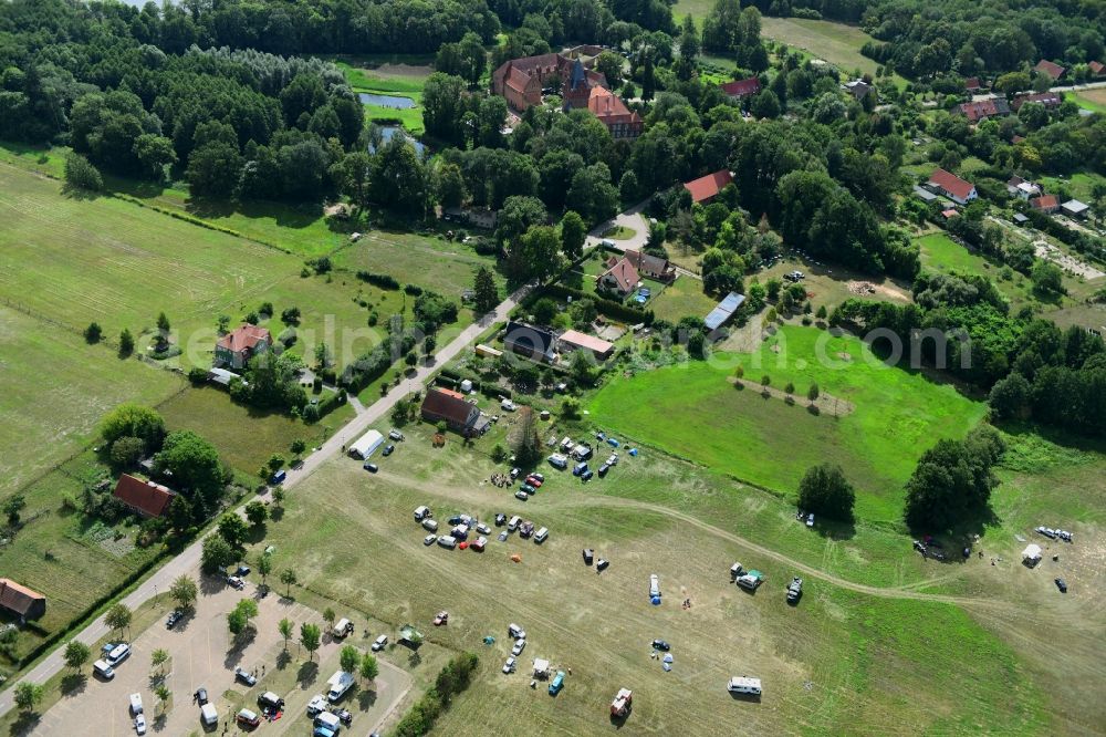 Aerial photograph Plattenburg - Camping with caravans and tents in the district Kletzke in Plattenburg in the state Brandenburg, Germany