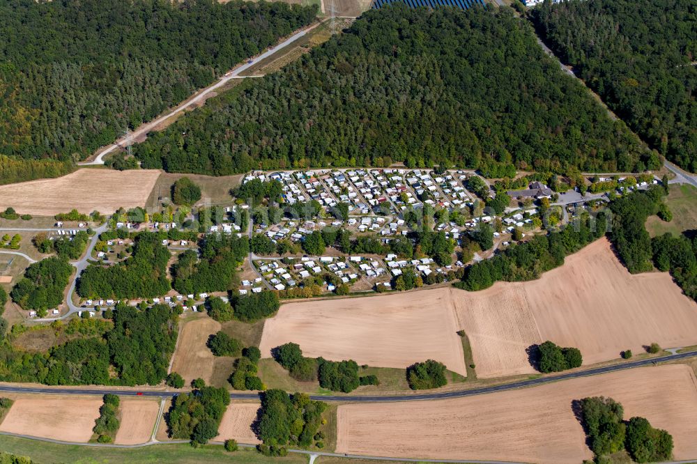 Aerial image Lengfurt - Camping with caravans and tents in the district Lengfurt in Triefenstein in the state Bavaria, Germany