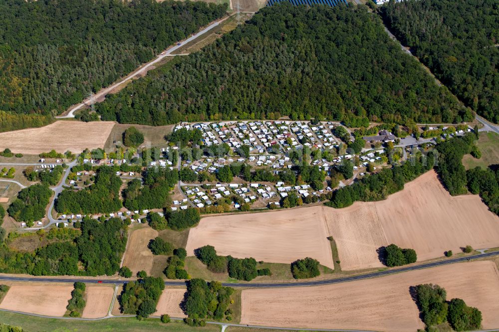 Aerial photograph Lengfurt - Camping with caravans and tents in the district Lengfurt in Triefenstein in the state Bavaria, Germany