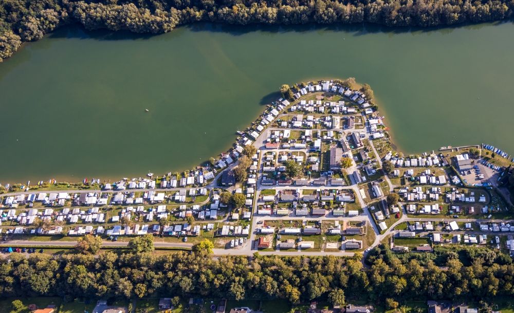 Aerial image Lippstadt - Camping with caravans and tents in the district Lipperbruch in Lippstadt in the state North Rhine-Westphalia, Germany
