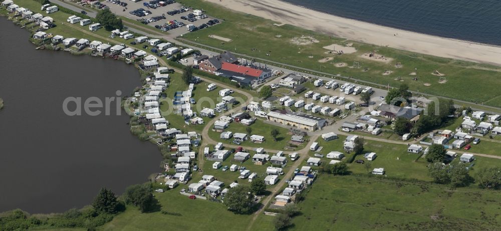Aerial photograph Langballig - Camping with caravans and tents at the Baltic beach in Langballig in Schleswig-Holstein