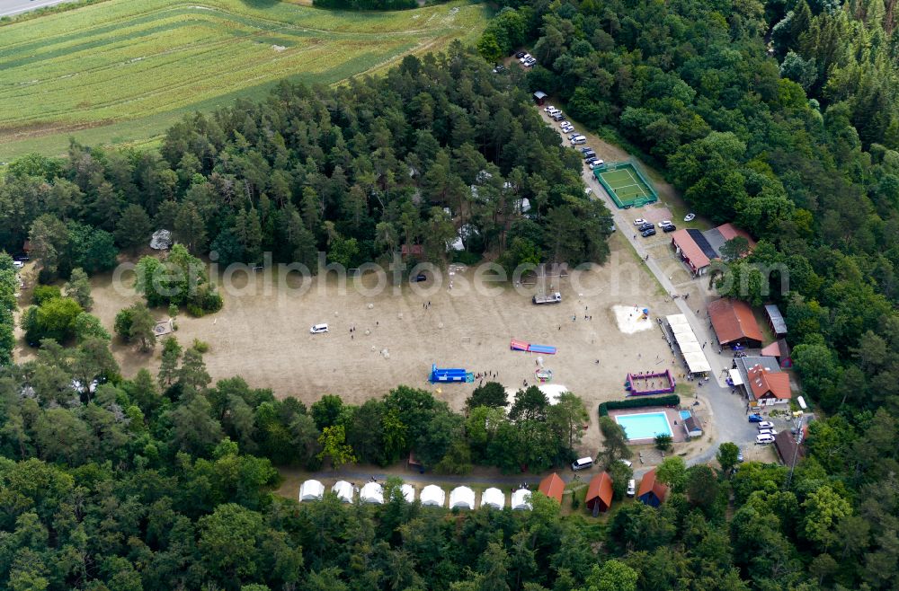 Aerial photograph Rosdorf - Camping with caravans and tents in Rosdorf in the state Lower Saxony, Germany