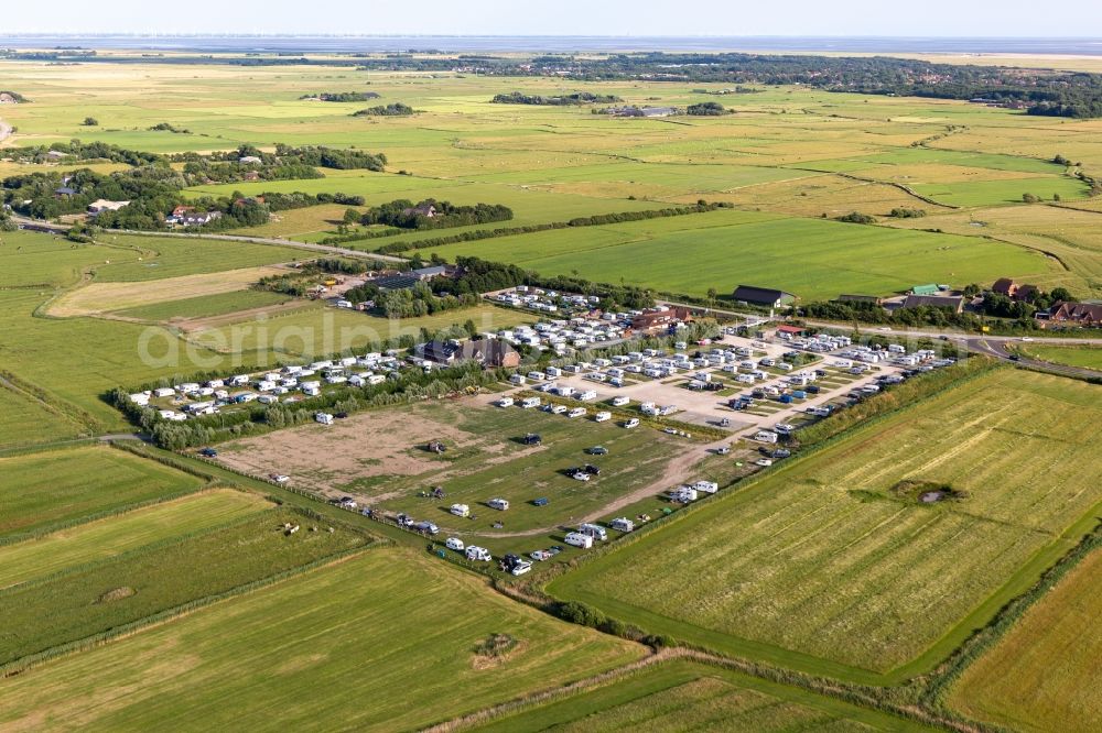 Sankt Peter-Ording from above - Camping with caravans and tents in Sankt Peter-Ording at Nordfriesland in the state Schleswig-Holstein, Germany